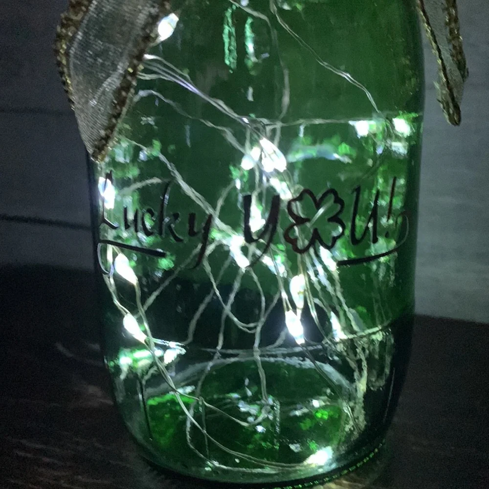 Hand Crafted- ‘Lucky You’ green barrel solar lantern